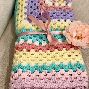 Crochet Baby Blanket Soft Pastels